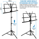 Kasonic Music Stand with LED light, Paper Holder and Carrying Bag (Black) - kasonicdeal
