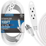 Kasonic 100 Feet 3 Outlet Extension Cord, UL Listed, 16/3 SJTW 3-Wire Grounded, 13 Amp 125 V 1625 Watts