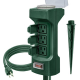 Kasonic Outdoor Power Stake Timer, 6 Grounded Outlets Mechanical Timer for Yard Garden with 6 ft Outdoor Extension Cord