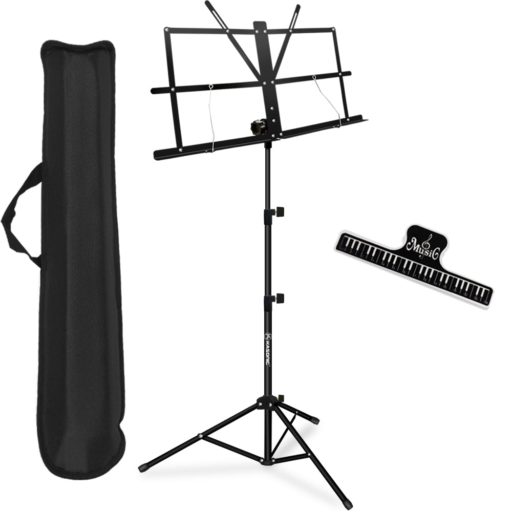 Kasonic Music Stand with Music Sheet Clip Holder, Carrying Bag (Black) - kasonicdeal
