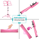 Kasonic Music Stand with LED light, Paper Holder and Carrying Bag (Pink) - kasonicdeal