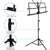 Kasonic Music Stand with Music Sheet Clip Holder, Carrying Bag (Black) - kasonicdeal