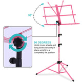 Kasonic Music Stand with LED light, Paper Holder and Carrying Bag (Pink) - kasonicdeal