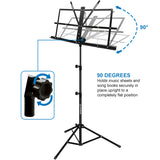 Kasonic Music Stand with Music Sheet Clip Holder, Carrying Bag (Black) - kasonicdeal