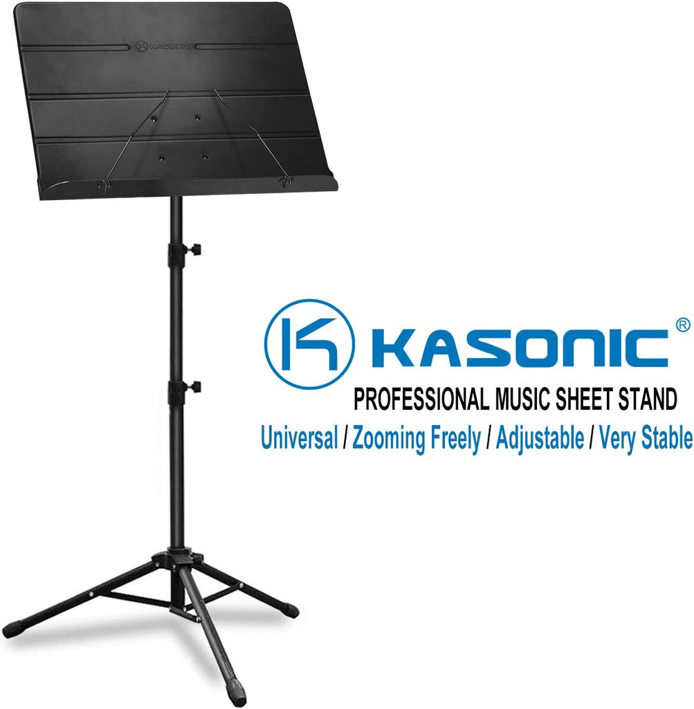 Music Stand, Kasonic 2 in 1 Dual-Use Folding Sheet Music Stand & Desktop  Book Stand, Portable and Lightweight with Music Sheet Clip Holder &  Carrying