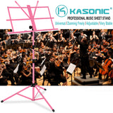 Kasonic Music Stand with LED light, Paper Holder and Carrying Bag (Pink) - kasonicdeal