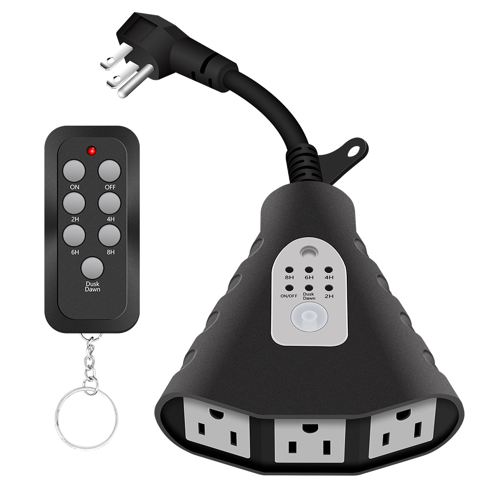 Kasonic Wireless Outdoor Remote Control Outlets with Timer and Sensor  Function; 3 Outlets 100 Feet RF Range; ETL Listed