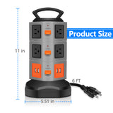 10 Outlet Plugs Power Strip Surge Protector with 4 USB Slot 6 feet Extension Cord - kasonicdeal