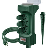 Kasonic Outdoor Power Stake Timer, 6 Grounded Outlets Mechanical Timer for Yard Garden with 6 ft Outdoor Extension Cord - kasonicdeal