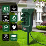 Kasonic Outdoor Power Stake Timer, 6 Grounded Outlets Mechanical Timer for Yard Garden with 6 ft Outdoor Extension Cord - kasonicdeal